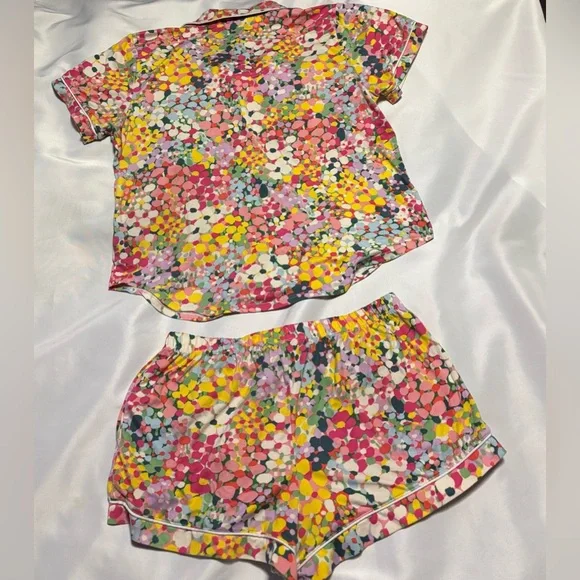 Kate Spade Multicolor Floral Button Down Pajama Short Set with Pockets - Picture 2 of 8